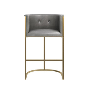 HomeRoots 26" Gray and Gold Armless Counter Height Bar Chair – Chic Modern Design for Kitchen & Dining Spaces 712641