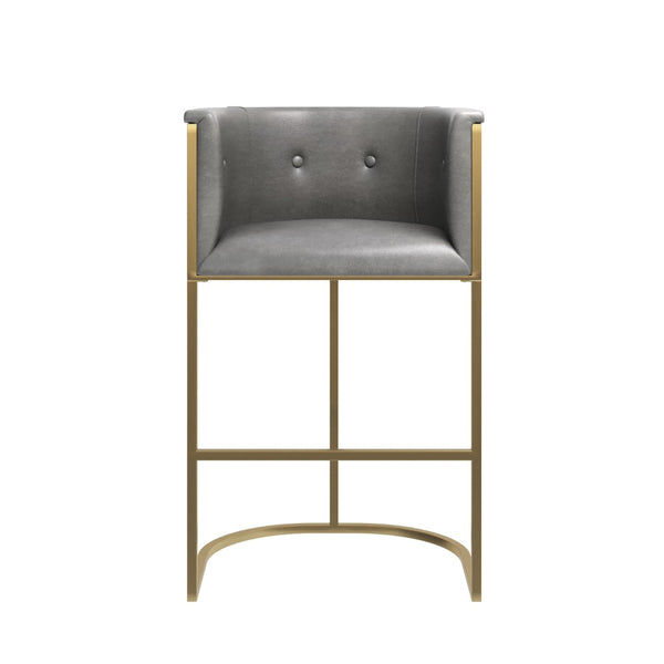 HomeRoots 26" Gray and Gold Armless Counter Height Bar Chair – Chic Modern Design for Kitchen & Dining Spaces 712641