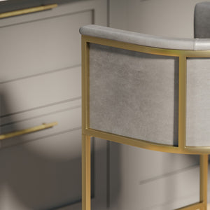 HomeRoots 26" Gray and Gold Armless Counter Height Bar Chair – Chic Modern Design for Kitchen & Dining Spaces 712641
