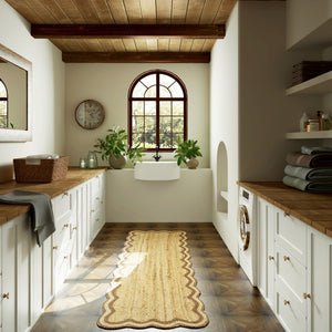 HomeRoots 5' Natural Jute Hand Braided Area Rug - Rustic, Eco-Friendly Design for Cozy Living Spaces & Durability 712668