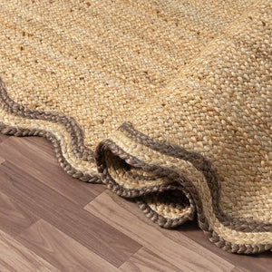HomeRoots 5' Natural Jute Hand Braided Area Rug - Rustic, Eco-Friendly Design for Cozy Living Spaces & Durability 712668