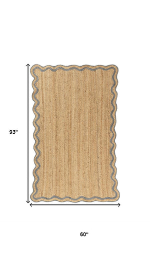 HomeRoots 9' Denim Blue Jute Hand-Braided Area Rug - Eco-Friendly, Durable, Stylish for Rustic or Coastal Decor 712671
