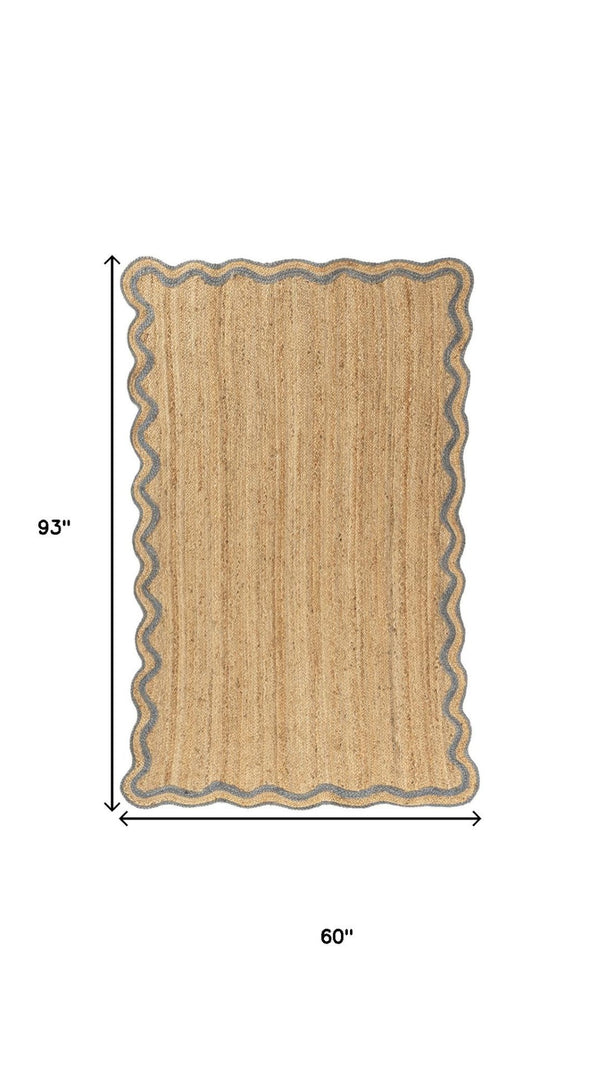HomeRoots 9' Denim Blue Jute Hand-Braided Area Rug - Eco-Friendly, Durable, Stylish for Rustic or Coastal Decor 712671
