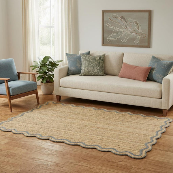 HomeRoots 9' Denim Blue Jute Hand-Braided Area Rug - Eco-Friendly, Durable, Stylish for Rustic or Coastal Decor 712671