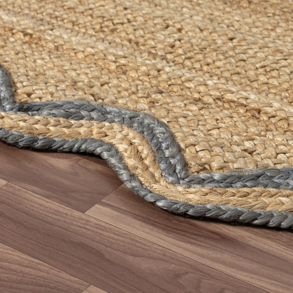 HomeRoots 5' X 8' Natural Jute Hand-Braided Area Rug - Cozy Rustic Charm, Non-Slip Backing, and Unique Texture 712672