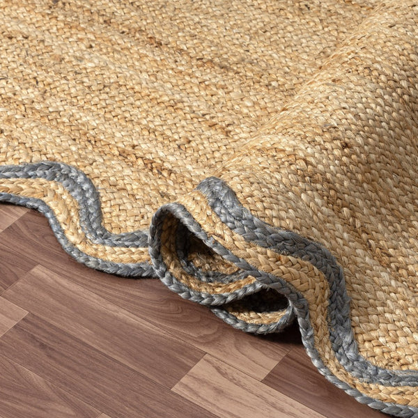 HomeRoots 5' X 8' Natural Jute Hand-Braided Area Rug - Cozy Rustic Charm, Non-Slip Backing, and Unique Texture 712672