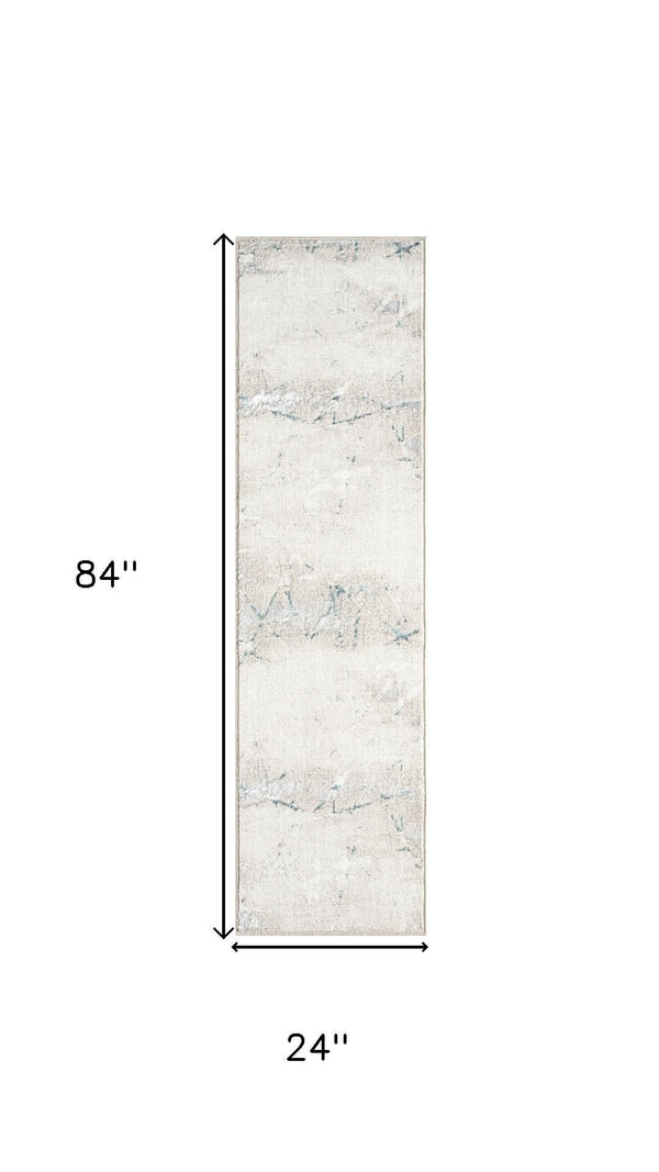 HomeRoots 5' X 7' Beige and Blue Abstract Distressed Area Rug - Modern, Durable, Stain-Resistant for Any Space 712683