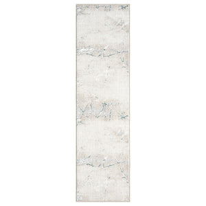 HomeRoots 5' X 7' Beige and Blue Abstract Distressed Area Rug - Modern, Durable, Stain-Resistant for Any Space 712683
