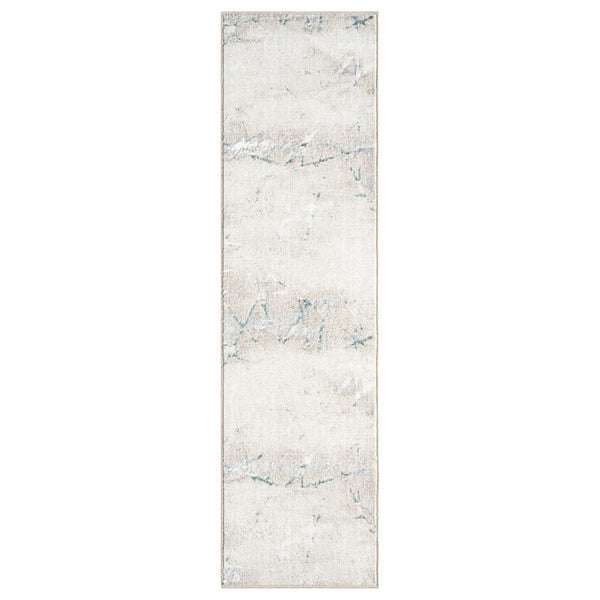HomeRoots 5' X 7' Beige and Blue Abstract Distressed Area Rug - Modern, Durable, Stain-Resistant for Any Space 712683