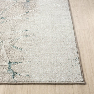 HomeRoots 5' X 7' Beige and Blue Abstract Distressed Area Rug - Modern, Durable, Stain-Resistant for Any Space 712683