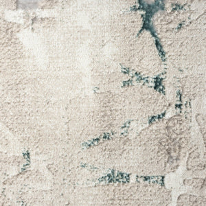 HomeRoots 5' X 7' Beige and Blue Abstract Distressed Area Rug - Modern, Durable, Stain-Resistant for Any Space 712683
