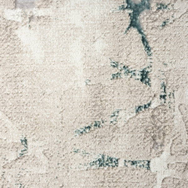 HomeRoots 5' X 7' Beige and Blue Abstract Distressed Area Rug - Modern, Durable, Stain-Resistant for Any Space 712683