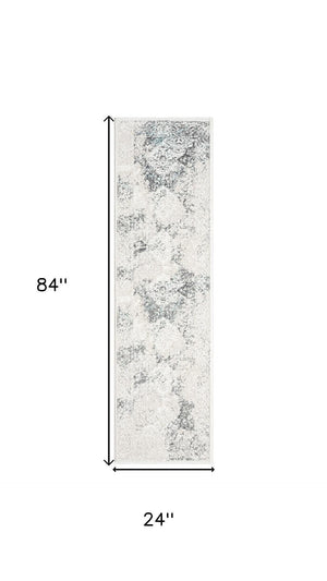 HomeRoots 5' Cream and Blue Damask Area Rug - Elegant, Durable, Stain Resistant, Perfect for Busy Homes! 712687
