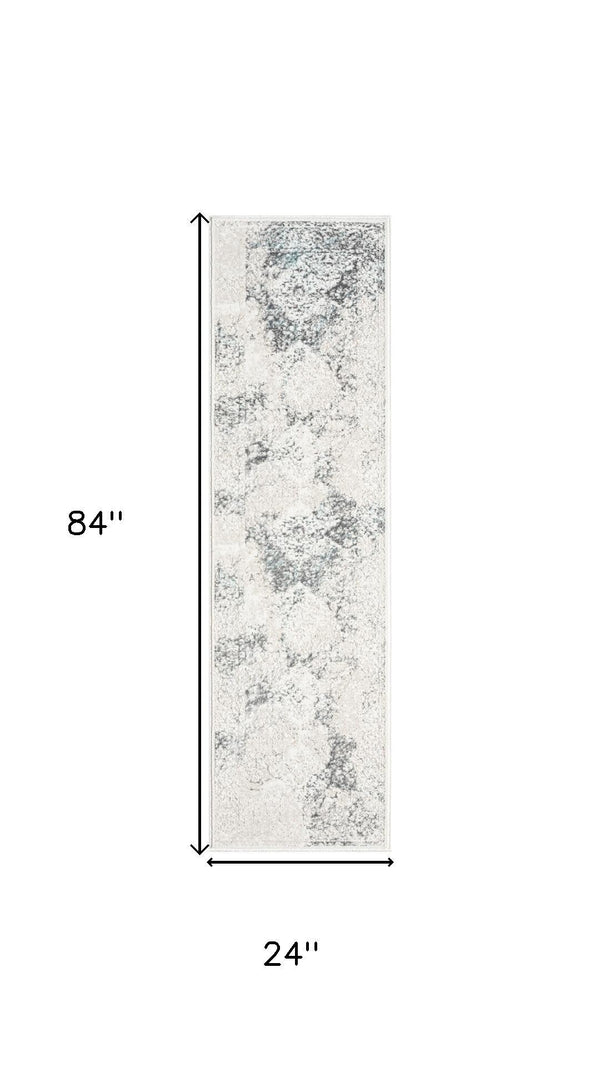 HomeRoots 5' Cream and Blue Damask Area Rug - Elegant, Durable, Stain Resistant, Perfect for Busy Homes! 712687