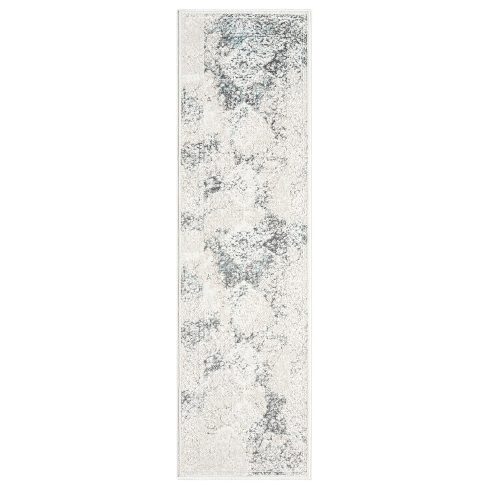 HomeRoots 5' Cream and Blue Damask Area Rug - Elegant, Durable, Stain Resistant, Perfect for Busy Homes! 712687