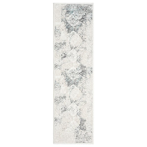 HomeRoots 5' Cream and Blue Damask Area Rug - Elegant, Durable, Stain Resistant, Perfect for Busy Homes! 712687