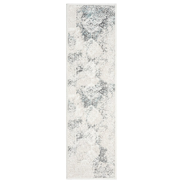 HomeRoots 5' Cream and Blue Damask Area Rug - Elegant, Durable, Stain Resistant, Perfect for Busy Homes! 712687