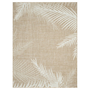 HomeRoots 7' Beige and Ivory Botanical Leaves Area Rug - Tropical Elegance for Living Spaces, Easy Care & Durable 712696