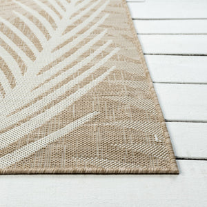 HomeRoots 7' Beige and Ivory Botanical Leaves Area Rug - Tropical Elegance for Living Spaces, Easy Care & Durable 712696