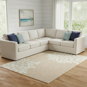 HomeRoots 5' Blue and Yellow Wool Medallion Round Rug - Hand-Tufted Artisanal Charm for Coastal & Modern Spaces 712699
