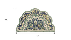 HomeRoots 5' Teal and Green Hand-Tufted Wool Medallion Round Rug - Cozy, Durable, and Stylish Home Accent 712702