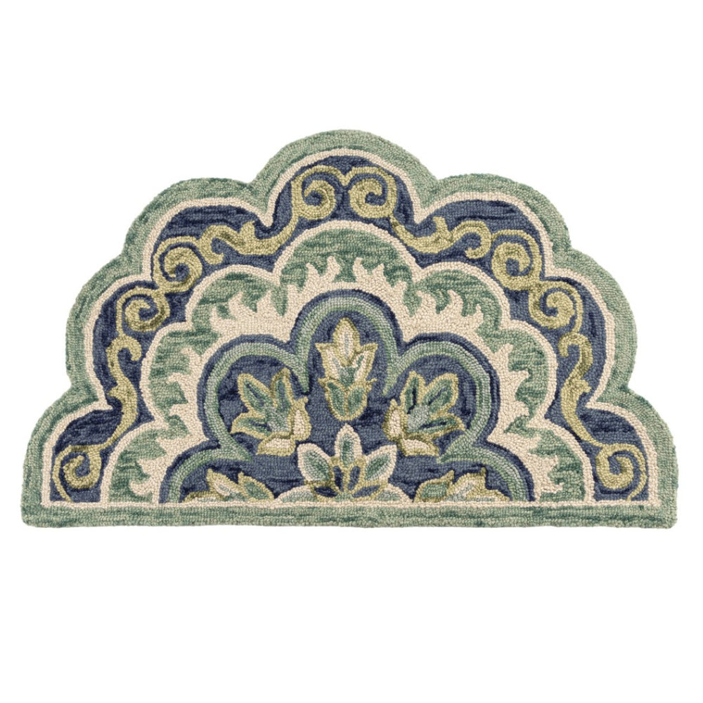 HomeRoots 5' Teal and Green Hand-Tufted Wool Medallion Round Rug - Cozy, Durable, and Stylish Home Accent 712702