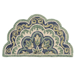 HomeRoots 5' Teal and Green Hand-Tufted Wool Medallion Round Rug - Cozy, Durable, and Stylish Home Accent 712702