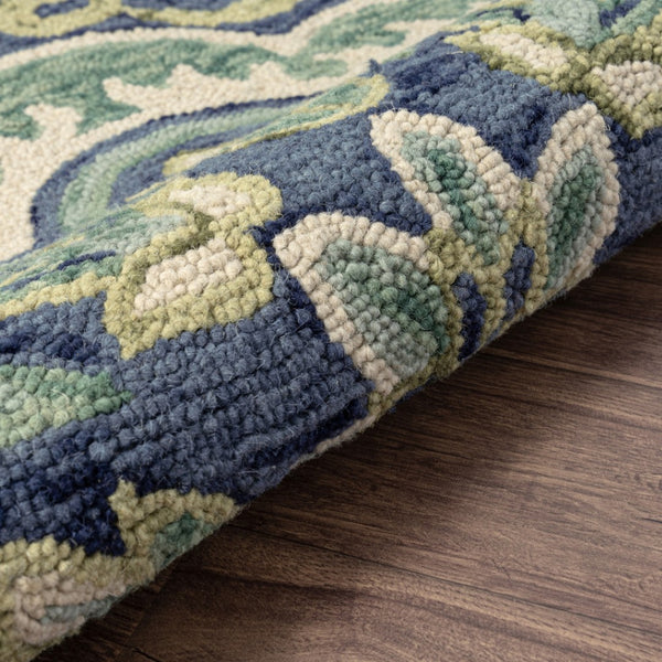 HomeRoots 5' Teal and Green Hand-Tufted Wool Medallion Round Rug - Cozy, Durable, and Stylish Home Accent 712702