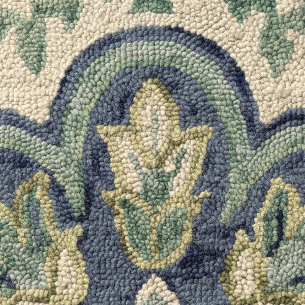 HomeRoots 5' Teal and Green Hand-Tufted Wool Medallion Round Rug - Cozy, Durable, and Stylish Home Accent 712702