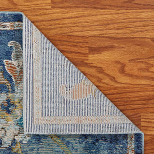 HomeRoots 6' Navy Blue and Beige Distressed Floral Area Rug – Durable, Vintage Charm for High-Traffic Spaces 712711