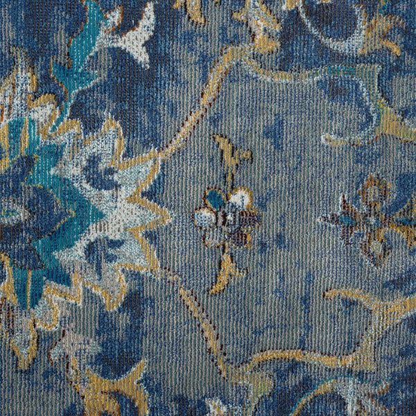 HomeRoots 6' Indigo & Beige Floral Area Rug - Durable, Stylish, and Stain-Resistant for High-Traffic Spaces 712713