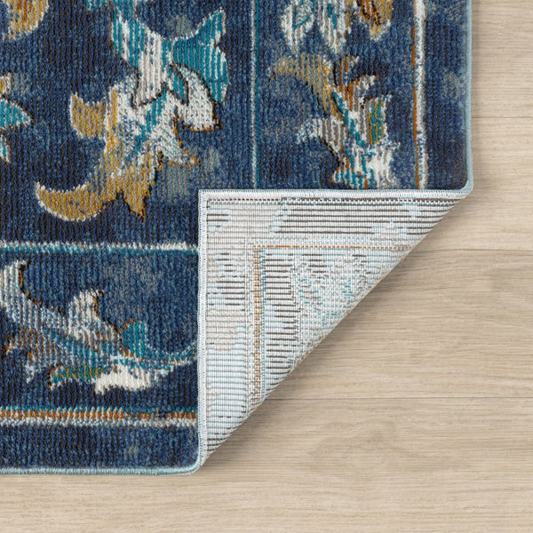 HomeRoots 9' X 12' Beige and Blue Floral Area Rug - Stylish, Durable, Low Pile Design for High-Traffic Spaces 712714