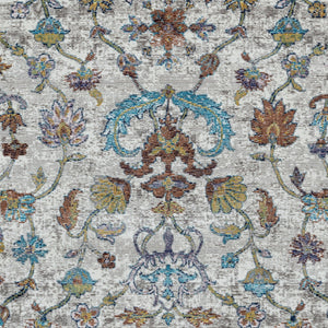 HomeRoots 9' Durable Blue and Beige Floral Runner Rug – Classic Style for High-Traffic Areas in Any Home 712715