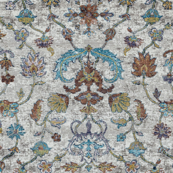 HomeRoots 9' Durable Blue and Beige Floral Runner Rug – Classic Style for High-Traffic Areas in Any Home 712715