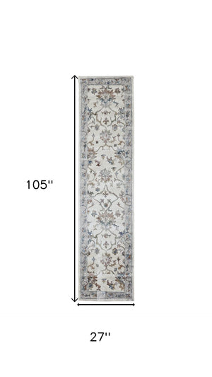 HomeRoots 4' X 6' Blue and Beige Floral Area Rug - Timeless Charm, Low Maintenance, Ideal for High-Traffic Spaces 712716