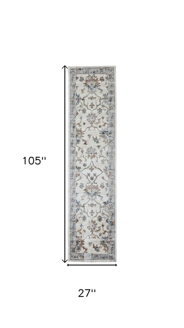 HomeRoots 4' X 6' Blue and Beige Floral Area Rug - Timeless Charm, Low Maintenance, Ideal for High-Traffic Spaces 712716