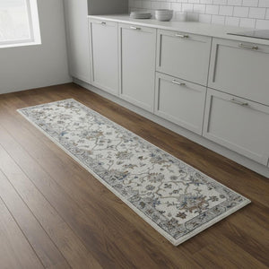 HomeRoots 4' X 6' Blue and Beige Floral Area Rug - Timeless Charm, Low Maintenance, Ideal for High-Traffic Spaces 712716