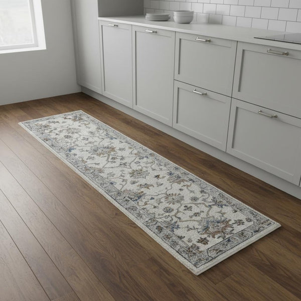 HomeRoots 4' X 6' Blue and Beige Floral Area Rug - Timeless Charm, Low Maintenance, Ideal for High-Traffic Spaces 712716