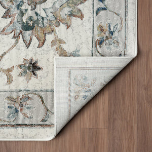 HomeRoots 4' X 6' Blue and Beige Floral Area Rug - Timeless Charm, Low Maintenance, Ideal for High-Traffic Spaces 712716
