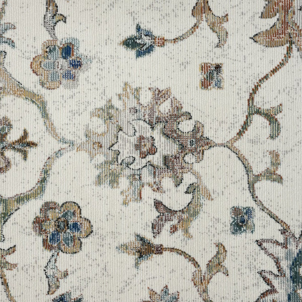 HomeRoots 5' Blue and Beige Floral Area Rug – Durable, Easy-Care Comfort for High-Traffic Spaces and Homes 712717