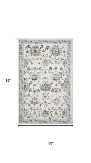 HomeRoots 9' X 12' Hand-Tufted Wool Area Rug in Light Gray & Cream - Unique Floral Design for Every Space 712718