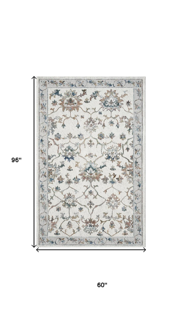 HomeRoots 9' X 12' Hand-Tufted Wool Area Rug in Light Gray & Cream - Unique Floral Design for Every Space 712718