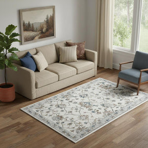 HomeRoots 9' X 12' Hand-Tufted Wool Area Rug in Light Gray & Cream - Unique Floral Design for Every Space 712718