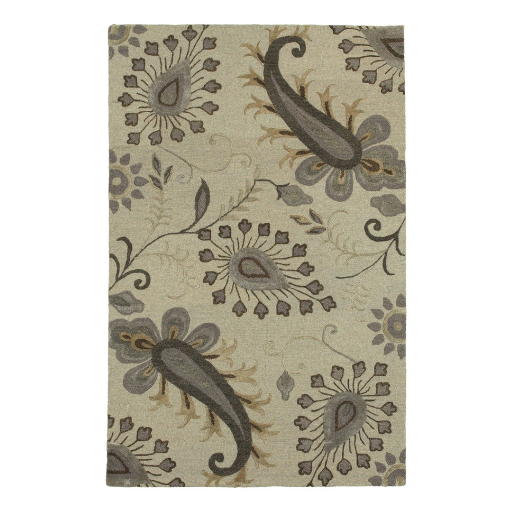 HomeRoots 5' Gray and Red Distressed Medallion Area Rug - Vintage Charm, Durable Design for High-Traffic Spaces 712719