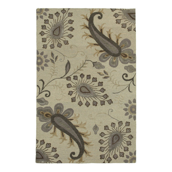 HomeRoots 5' Gray and Red Distressed Medallion Area Rug - Vintage Charm, Durable Design for High-Traffic Spaces 712719