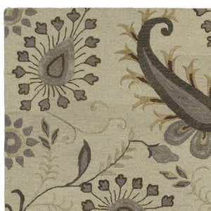 HomeRoots 5' Gray and Red Distressed Medallion Area Rug - Vintage Charm, Durable Design for High-Traffic Spaces 712719