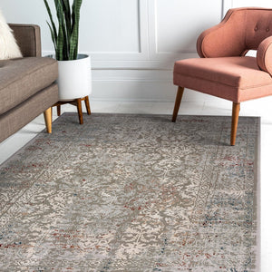 HomeRoots 5' X 8' Navy Blue Floral Area Rug - Timeless Elegance, Durable Design for High-Traffic Spaces & Homes 712720