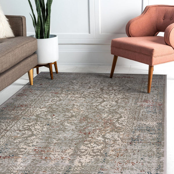 HomeRoots 5' X 8' Navy Blue Floral Area Rug - Timeless Elegance, Durable Design for High-Traffic Spaces & Homes 712720