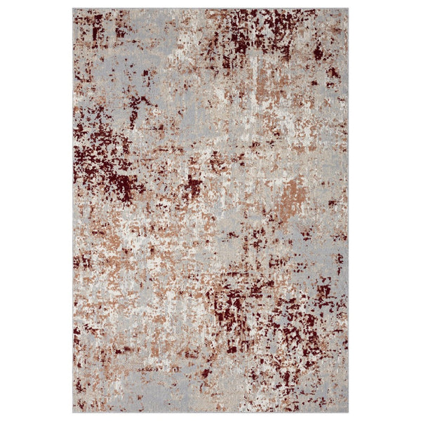HomeRoots 8' X 10' Red and Gray Abstract Washable Area Rug - Durable, Stylish, Stain-Resistant for Modern Homes! 712727