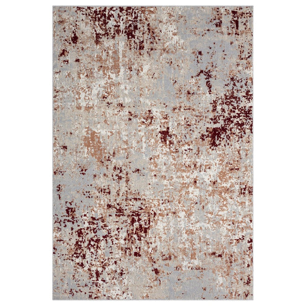 HomeRoots 8' X 10' Red and Gray Abstract Washable Area Rug - Durable, Stylish, Stain-Resistant for Modern Homes! 712727